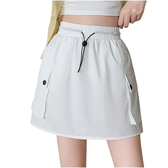 cfhntfmh Women's Hiking Cargo Skort Skirt High Waisted Golf Dressy Casual with Pockets Workout Sport Quick Dry Skirts Built-In Shorts