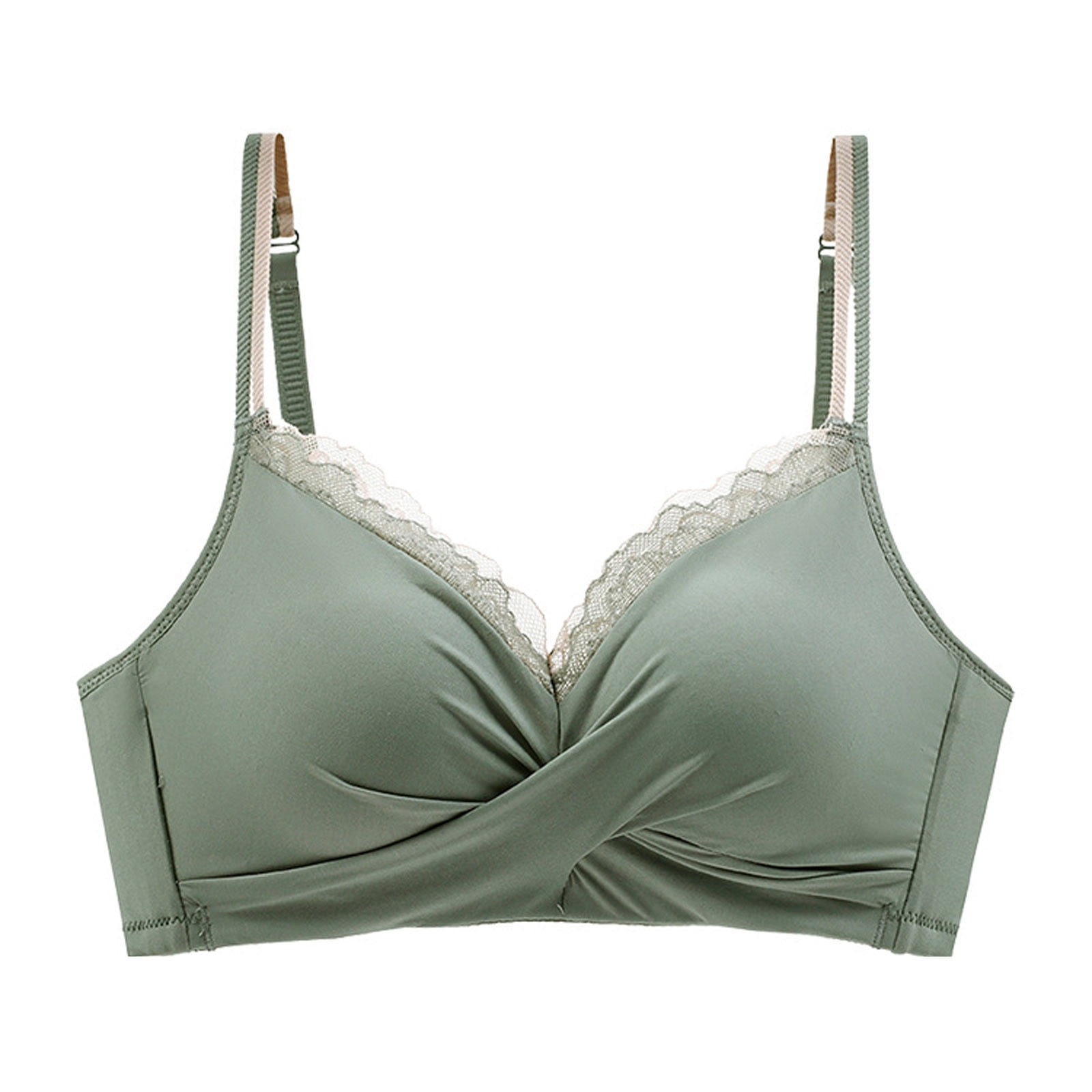 cfhntfmh Women's Lace Trim Bras Knot Front Full-Coverage Bra Wireless