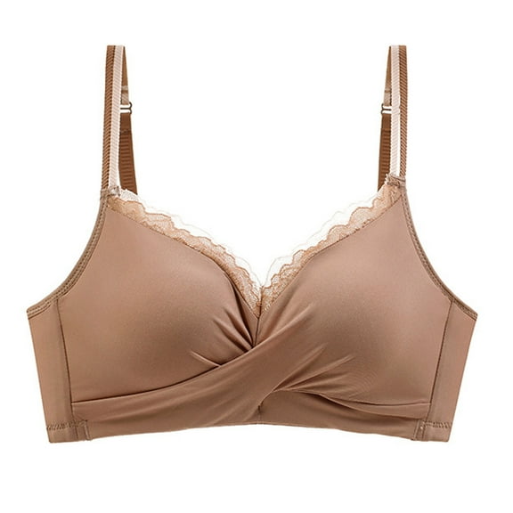 cfhntfmh Women's Lace Trim Bras Knot Front Full-Coverage Bra Wireless Comfy Lift Push up Bralettes No Underwire