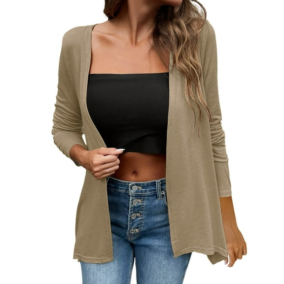 cfhntfmh Women's Lightweight Cardigan Solid Color Open Front Long Sleeve Casual Loose Thin Cardigans Cover Up