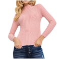 thumbnail image 1 of cfhntfmh Women's Long Sleeve Ribbed Shirt Fall Winter Knit Sweater Basic Slim Fit Basic Layer Tops Mock Neck Warm Outfits, 1 of 6