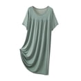 thumbnail image 1 of cfhntfmh Women's Modal Summer Nightgown Short Sleeve Round Neck Sleepshirt Loose Comfy Sleepwear Mid Sleep Dress, 1 of 4