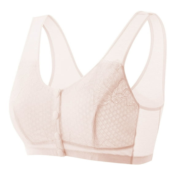 cfhntfmh Women's Plus Size Front Closure Bras Cotton Full Coverage Unpadded Wireless with Support Bra Wirefree Everyday Bra
