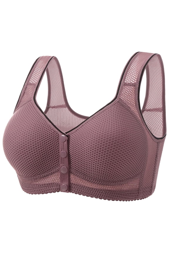 Women's Plus Size Front Closure Bras Full Coverage Unpadded Wireless Everyday Bras with Support No Underwire