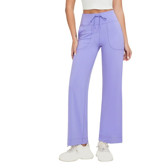 cfhntfmh Women's Plus Size Yoga Pants Stretchy Wide Leg Wiht Pockets High Waist Lounge Bottom Loose Casual Gym Sweatpants(Beige,Medium)