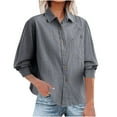 thumbnail image 1 of cfhntfmh Women's Striped Button down Shirts Business Work Blouses with Pockets Casual Long Sleeve Dress Shirt, 1 of 5