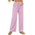 thumbnail image 1 of cfhntfmh Women's Striped Pants Spring Pajama Lounge Boxer Pants Casual Wide Leg Drawstring Summer Pj Bottoms Trousers, 1 of 7