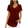 thumbnail image 1 of cfhntfmh Women's Summer Tops Petal Sleeve Dressy Chiffon Blouses V Neck Work Tunic Tops Casual Loose T-Shirts, 1 of 5