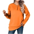 thumbnail image 1 of cfhntfmh Women's Sweatshirt Casual Long Sleeve Tunic Henley Tops Loose Comfy Button Shirts Pullover Fall Winter Outfits（Orange,X-Large), 1 of 7