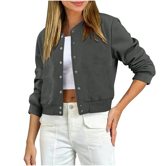 cfhntfmh Women's Sweatshirt Jackets Winter Trendy Shacket Jackets Button down Long Sleeve Cropped Coats Fall Fashion