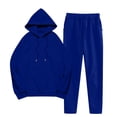 thumbnail image 1 of cfhntfmh Women's Sweatsuits 2 Piece Outfits Long Sleeve Drawstring Pullover with Jogger Sweatpants Solid Color Lounge Set, 1 of 7