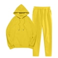 thumbnail image 1 of cfhntfmh Women's Sweatsuits 2 Piece Outfits Long Sleeve Drawstring Pullover with Jogger Sweatpants Solid Color Lounge Set, 1 of 7