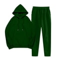 thumbnail image 1 of cfhntfmh Women's Sweatsuits 2 Piece Outfits Long Sleeve Drawstring Pullover with Jogger Sweatpants Solid Color Lounge Set, 1 of 7