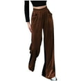 thumbnail image 1 of cfhntfmh Women's Velvet Wide Leg Pants High Waist Soft Comfy Palazzo Velour Pants Trousers with Pockets for Fall Winter Womens Clothes, 1 of 6