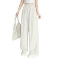thumbnail image 1 of cfhntfmh Women's Wide Leg Pants High Waisted Flowy Palazzo Pants Lounge Loose Casual Work Trousers Pants for Women（White,X-Large), 1 of 4