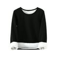 thumbnail image 1 of cfhntfmh Women's Winter Warm Sherpa Lined Sweatshirt Solid Color Fleece Crewneck Pullover Loungewear Warm Tops（Black,Large), 1 of 3