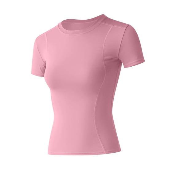 cfhntfmh Women's Workout Tops Summer Short Sleeve Athletic Shirts Soft Yoga Gym Tops Breathable Crewneck Slim Fit Tees