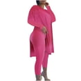 thumbnail image 1 of cfhntfmh Womens 2 Piece Outfit Long Sleeve Side Slit Pullover Tops Fitness Skinny Pants Fashion Tracksuit Sets, 1 of 6