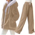 thumbnail image 1 of cfhntfmh Womens 2 Piece Outfits Sherpa Fleece Hoodie Sweatsuit Sets Hoodie Jackert with Fuzzy Warm Pants Lounge Sets, 1 of 7