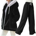thumbnail image 1 of cfhntfmh Womens 2 Piece Outfits Sherpa Fleece Hoodie Sweatsuit Sets Hoodie Jackert with Fuzzy Warm Pants Lounge Sets, 1 of 7