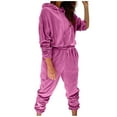 thumbnail image 1 of cfhntfmh Womens 2 Piece Sweatsuit Sets Velvet Comfy Long Sleeve Hoodies Soft Warm Loungewear Jogger Sweatpants, 1 of 7