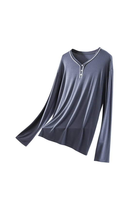 Womens Fall Long Sleeve Pajama Tops Button V Neck Comfy Sleep Blouses Loose Tunic Tops Loungewear