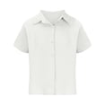 thumbnail image 1 of cfhntfmh Womens Buttons down Shirts Casual Short Sleeve Work Blouses Soft V Neck Collared Solid Summer Tops, 1 of 7
