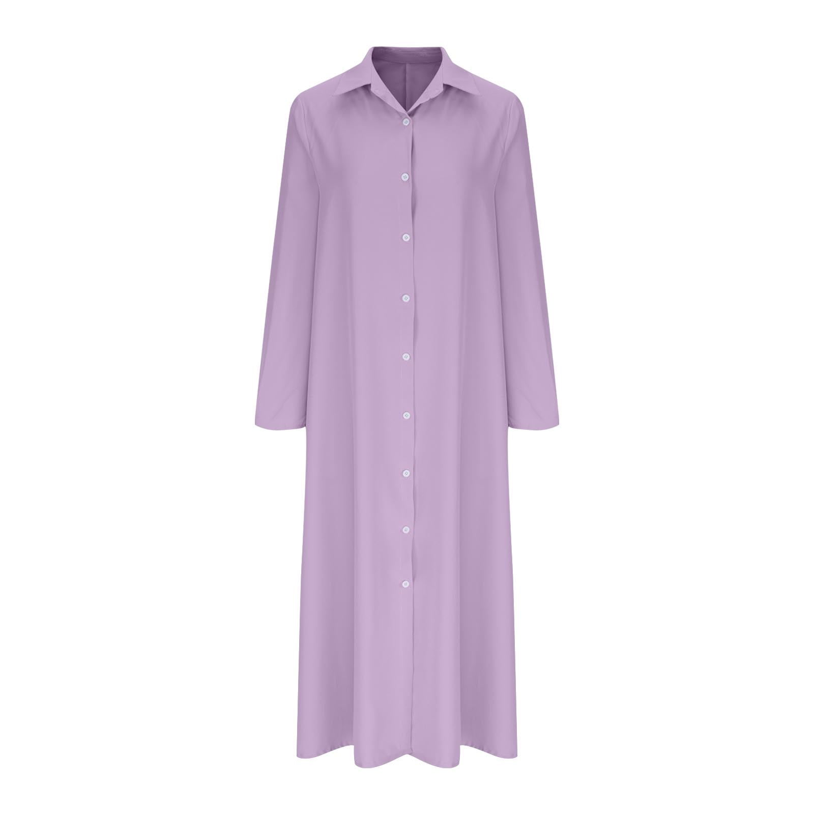 cfhntfmh Womens Buttons down Shirts Dress Plus Size Collared Long