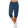 thumbnail image 1 of cfhntfmh Womens Capri Joggers Athletic Workout Gym Running Sweatpants with Pockets Casual Drawstring Mid Rise Pants, 1 of 7