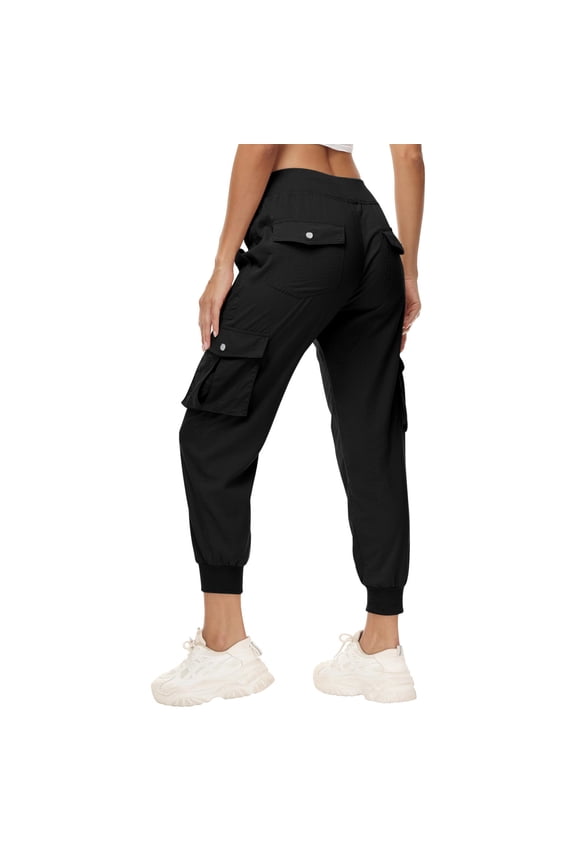 Womens Cargo Pants Cinch Bottom Elastic Low Waist Cargo Athletic Pants for Casual Outdoor Lightweight Jogger Pants