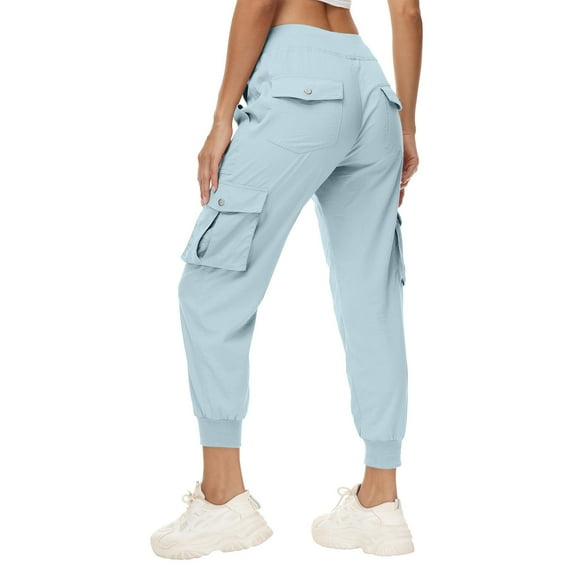 cfhntfmh Womens Cargo Pants Cinch Bottom Elastic Low Waist Cargo Athletic Pants for Casual Outdoor Lightweight Jogger Pants