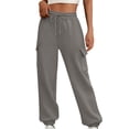 thumbnail image 1 of cfhntfmh Womens Cargo Sweatpants Fall Winter Baggy Drawstring High Rise Workout Pants with Pockets Straight Leg Joggers for Women（Gray,Medium), 1 of 6