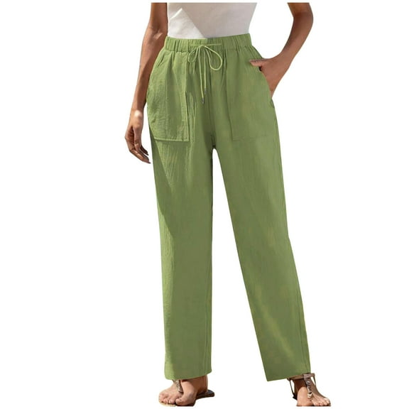 cfhntfmh Womens Casual High Waist Straight Leg Pants Stretchy Business Dress Work Pocket Trousers Summer Vacation Pants