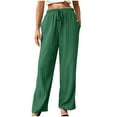 thumbnail image 1 of cfhntfmh Womens Casual Wide Leg Pants High Waist Palazzo Trousers Beach Vacation Outfits Fall Fashion Clothes for Women（Green,Small), 1 of 5