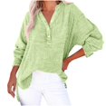 thumbnail image 1 of cfhntfmh Womens Chiffon Shirts Loose V Neck Buttons Solid Color Basic T-Shirts Fall Casual Loose Long Sleeve Lounge Tops, 1 of 7