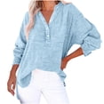 thumbnail image 1 of cfhntfmh Womens Chiffon Shirts Loose V Neck Buttons Solid Color Basic T-Shirts Fall Casual Loose Long Sleeve Lounge Tops, 1 of 6