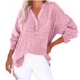 thumbnail image 1 of cfhntfmh Womens Chiffon Shirts Loose V Neck Buttons Solid Color Basic T-Shirts Fall Casual Loose Long Sleeve Lounge Tops, 1 of 7