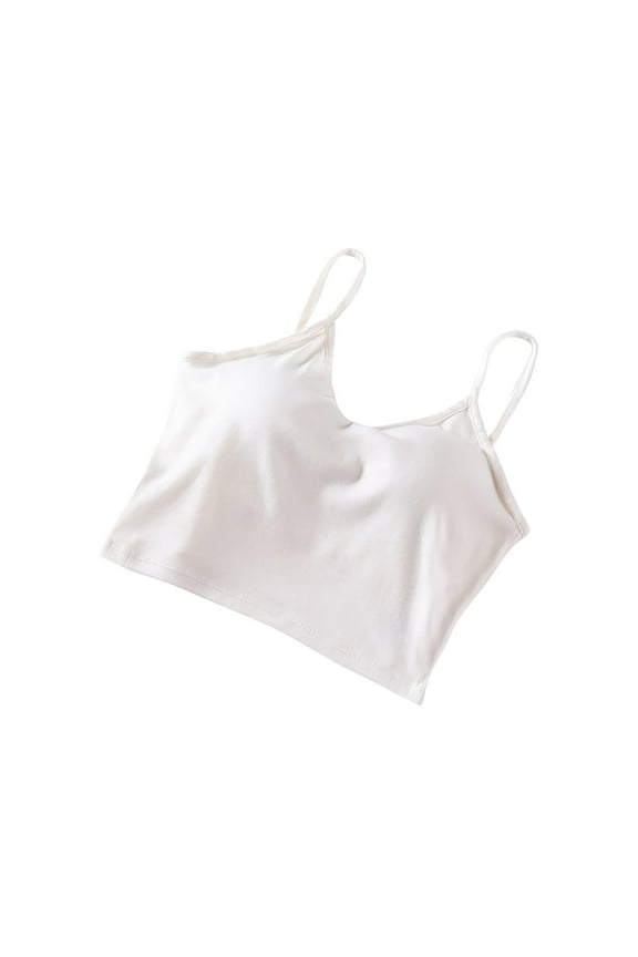 Womens Crop Camisole V Neck Spaghetti Strap Cami Tops Loungewear Sleeveless Summer Pajama Undershirts with Bras Pad