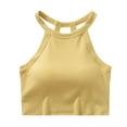 thumbnail image 1 of cfhntfmh Womens Crop Tank Tops with Bulit in Bras Trendy Sleeveless Round Neck Ribbed Knit Blouses Comfy No Underwire Tops, 1 of 5