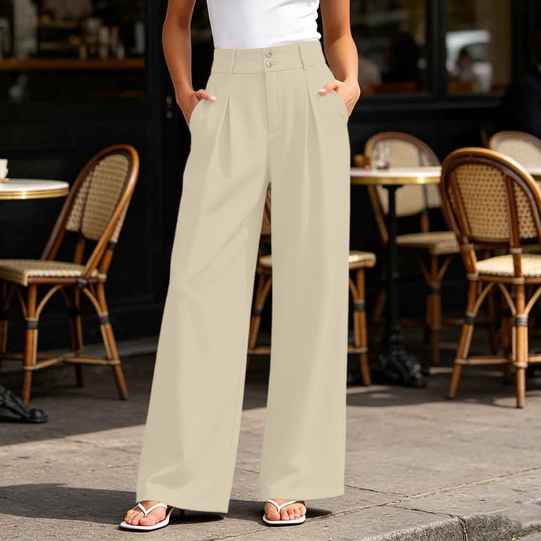 ladies dress pant design cfhntfmh Womens Pants Wide Leg Work Pants Casual Business Pants Summer Office Clothes with Pockets latex-exchange