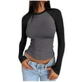 thumbnail image 1 of cfhntfmh Womens Fall Clothes Long Sleeve Crop Tops Basic Slim Fitted Shirts Ruched Comfy Party Clothes Fall Outfis for Women, 1 of 5
