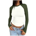 thumbnail image 1 of cfhntfmh Womens Fall Clothes Long Sleeve Crop Tops Basic Slim Fitted Shirts Ruched Comfy Party Clothes Fall Outfis for Women, 1 of 6