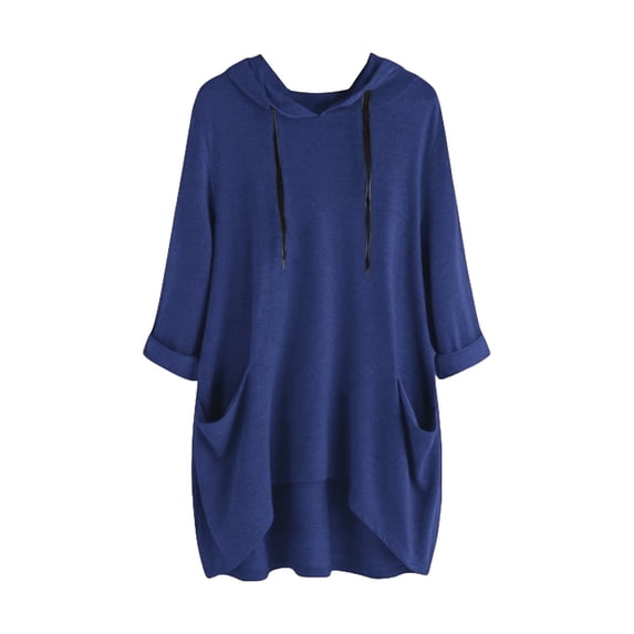 cfhntfmh Womens Fall Hoodies Fashion Long Sleeve Solid Color Pullover Tops Plus Size Casual Long Shirts with Pockets
