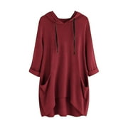 CFHNTFMH Womens Fall Hoodies Fashion Long Sleeve Solid Color Pullover Tops Plus Size Casual Long Shirts with Pockets