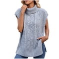 thumbnail image 1 of cfhntfmh Womens Fall Tops Trendy Sweater Vest Women Knit Tank Tops Turtleneck Cap Sleeve Loose Shirts Vacation Casual Outfits, 1 of 7