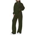 thumbnail image 1 of cfhntfmh Womens Fall Two Piece Sets Casual Outfits Quarter Zip Lapel Sweatshirts Wide Leg Pants Sweatsuits Tracksuit, 1 of 6