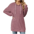 thumbnail image 1 of cfhntfmh Womens Fashion Hoodies Casual Fall Long Sleeve Ribbed Oversized Sweatshirts Lounge Solid Color Knit Pullover Tops, 1 of 4