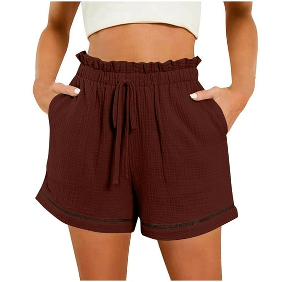 cfhntfmh Womens Fashion Shorts Baggy Elastic High Waist Comfy Shorts Basic Casual Beach Summer Shorts with Pockets