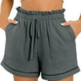 thumbnail image 1 of cfhntfmh Womens Fashion Shorts Baggy Elastic High Waist Comfy Shorts Basic Casual Beach Summer 2024 Shorts with Pockets, 1 of 3