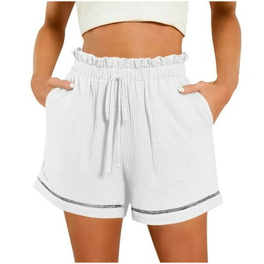 cfhntfmh Womens Fashion Shorts Baggy Elastic High Waist Comfy Shorts Basic Casual Beach Summer 2024 Shorts with Pockets